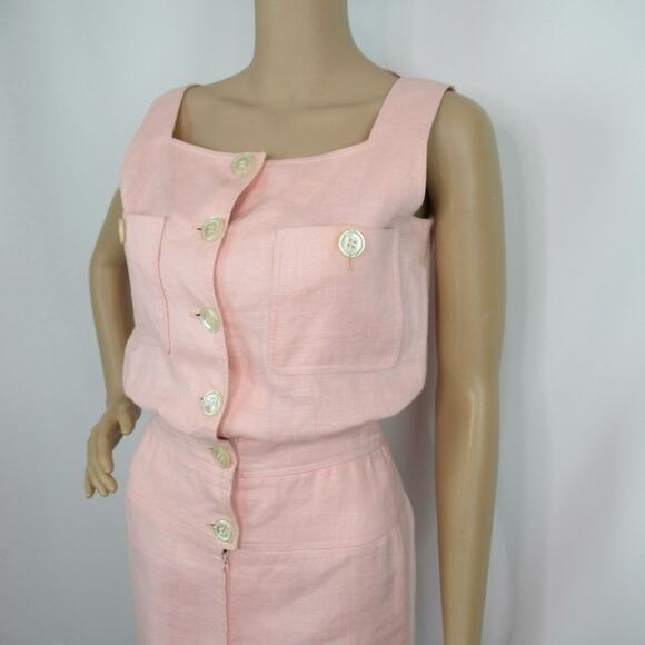 VALENTINO Vintage Linen Pink Sleeveless Blouson Dress Women’s Size 2 - Picture 9 of 14
